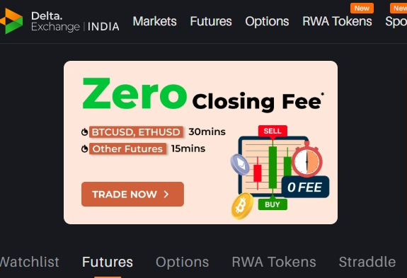 Delta Exchange Zero Closing Fee Offer