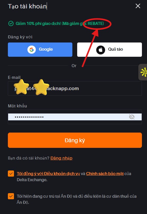 Cách sử dụng mã giới thiệu Delta Exchange “REBATE” (Hướng dẫn từng bước cho người mới bắt đầu)